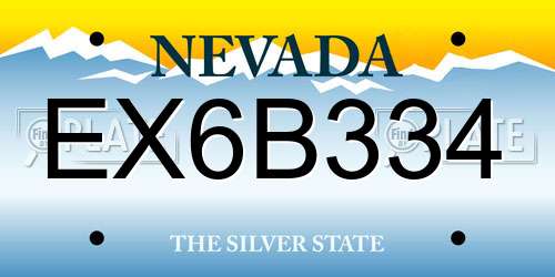 EX6B334 Nevada License Plate