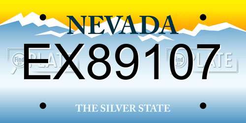 EX89107 Nevada License Plate