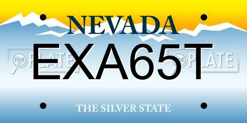 EXA65T Nevada License Plate