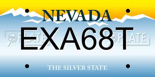 EXA68T Nevada License Plate