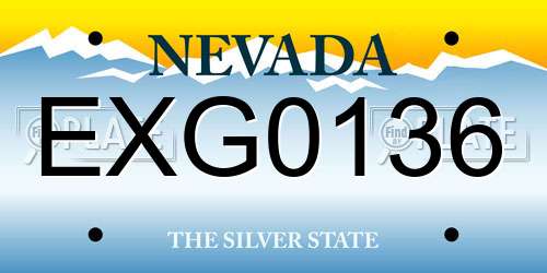 EXG0136 Nevada License Plate