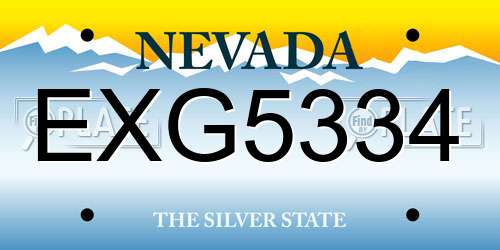 EXG5334 Nevada License Plate