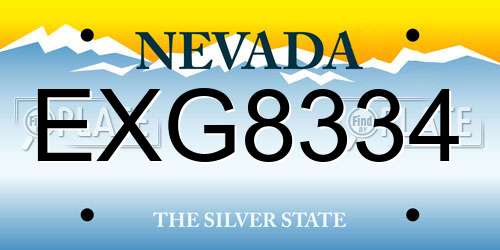 EXG8334 Nevada License Plate