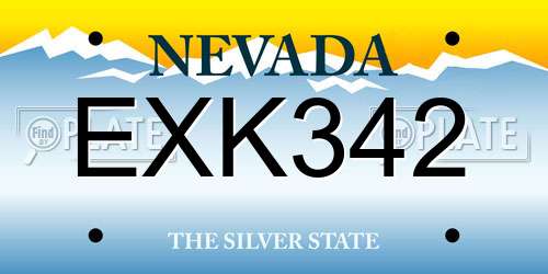 EXK342 Nevada License Plate