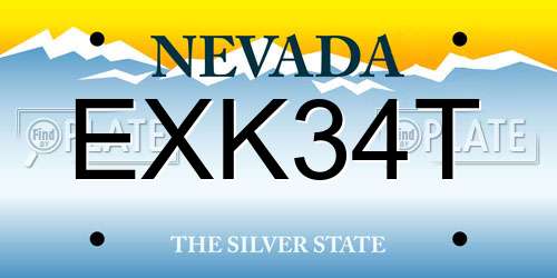 EXK34T Nevada License Plate