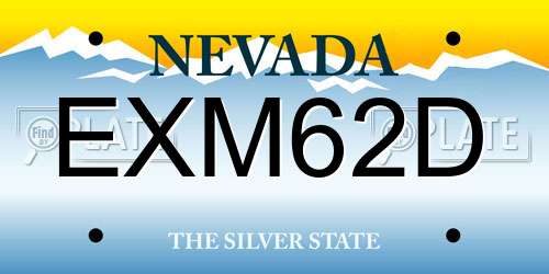 EXM62D Nevada License Plate