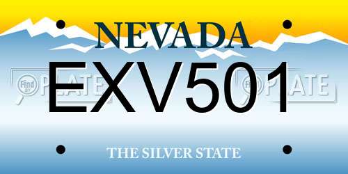 EXV501 Nevada License Plate