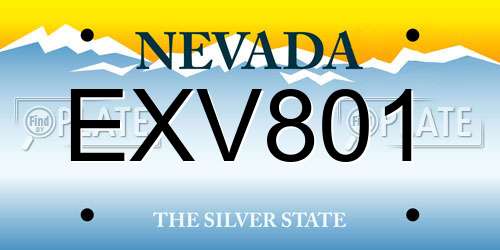 EXV801 Nevada License Plate