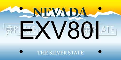 EXV80I Nevada License Plate