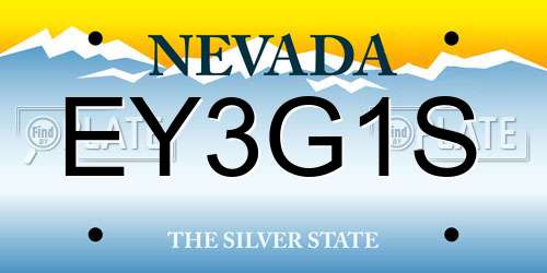 EY3G1S Nevada License Plate