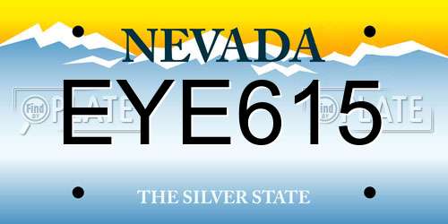 EYE615 Nevada License Plate