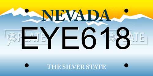 EYE618 Nevada License Plate