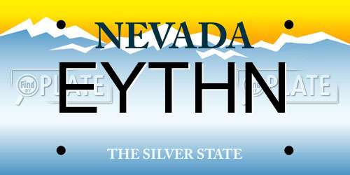 EYTHN Nevada License Plate