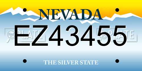 EZ43455 Nevada License Plate