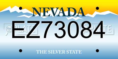 EZ73084 Nevada License Plate