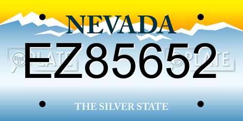 EZ85652 Nevada License Plate