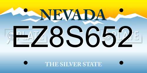 EZ8S652 Nevada License Plate