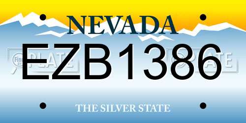 EZB1386 Nevada License Plate