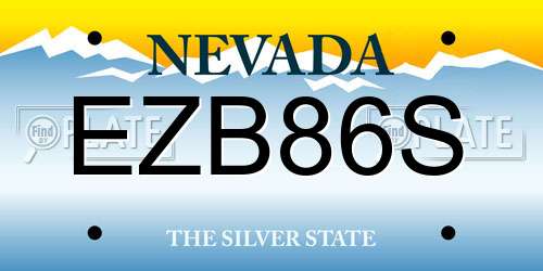 EZB86S Nevada License Plate