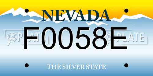 F0058E Nevada License Plate