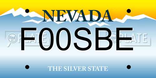 F00SBE Nevada License Plate
