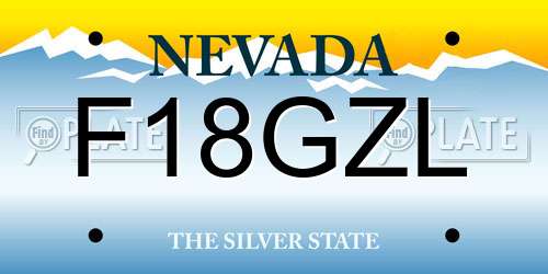 F18GZL Nevada License Plate