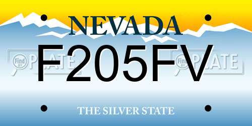 F205FV Nevada License Plate