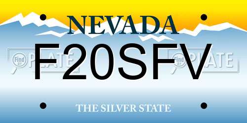 F20SFV Nevada License Plate