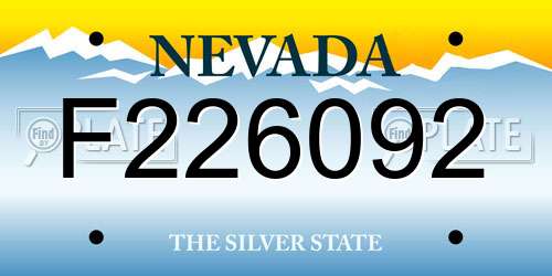 F226092 Nevada License Plate