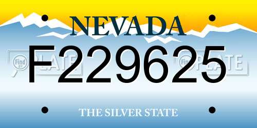 F229625 Nevada License Plate