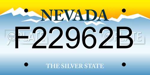 F22962B Nevada License Plate