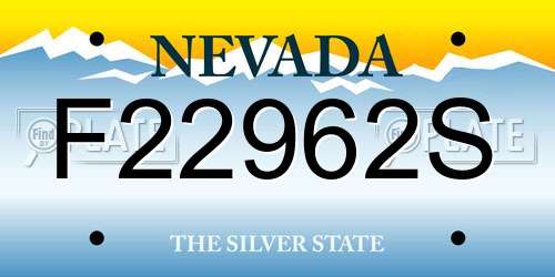 F22962S Nevada License Plate