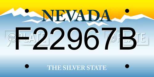 F22967B Nevada License Plate