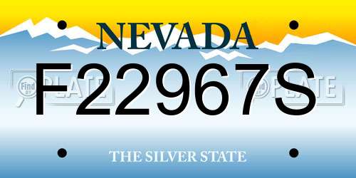 F22967S Nevada License Plate