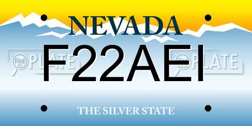 F22AEI Nevada License Plate