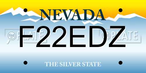 F22EDZ Nevada License Plate