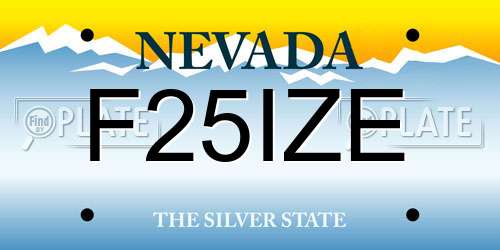 F25IZE Nevada License Plate