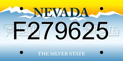 F279625 Nevada License Plate