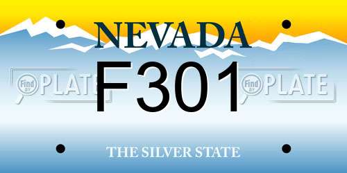 F301 Nevada License Plate