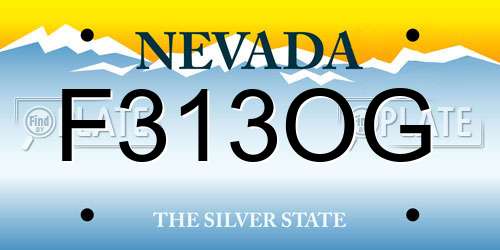F313OG Nevada License Plate