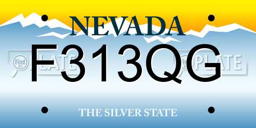 F313QG Nevada License Plate