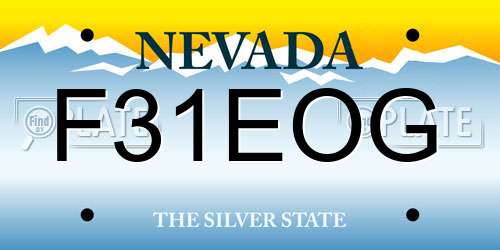 F31EOG Nevada License Plate