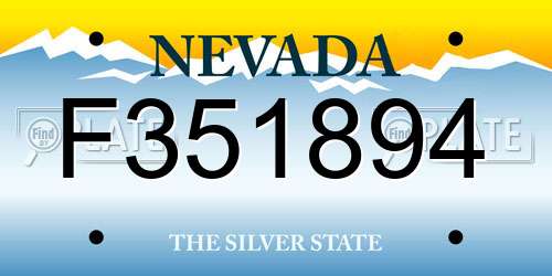 F351894 Nevada License Plate
