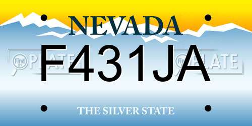F431JA Nevada License Plate