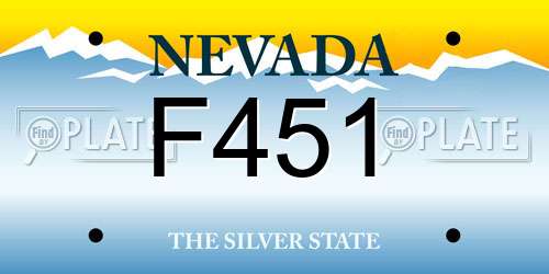 F451 Nevada License Plate