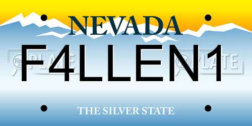 F4LLEN1 Nevada License Plate