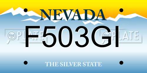F503GI Nevada License Plate