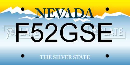 F52GSE Nevada License Plate