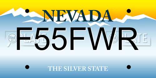 F55FWR Nevada License Plate