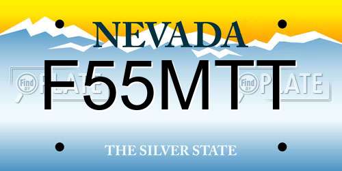 F55MTT Nevada License Plate